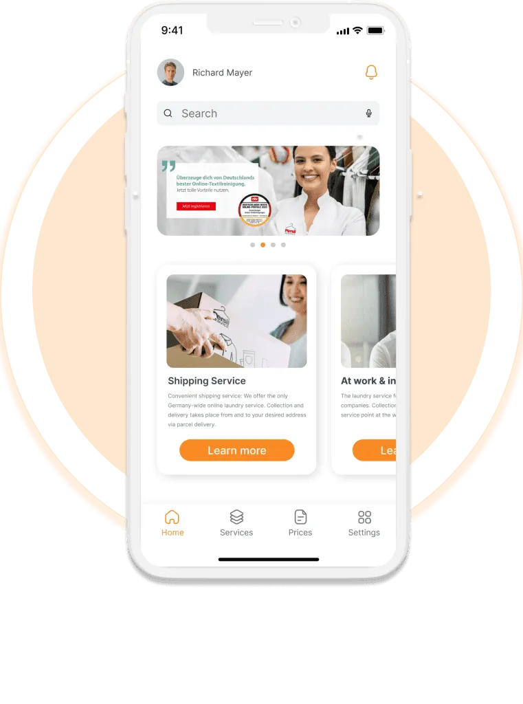User Panel Laundry App